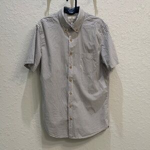 American Eagle Outfitters Tan Checkered Button Down Shirt